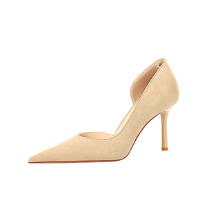 Elegantes Zapatos de Vestir Formales Minimalistas para Mujer, Tacón Alto, Parte Superior de Gamuza, Transpirables, Cómodos, Tallas Grandes, para Verano y Otoño - Product Image 1