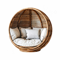 Wicker Hoop Fan Clue Chair Indoor Antique Vintage Papasan Chair Vintage Bamboo Venice Rattan Chairs