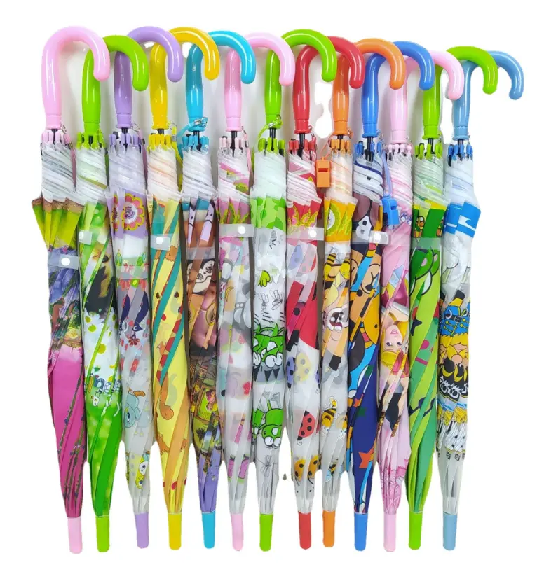 업자 도매에서 크리에이티브 투명 키즈 우산, 만화 학생 휴대용 자동 우산