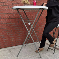 Cadre en métal pliable résine ronde Restaurant salle à manger en plein air Bar café Cocktail hauteur Table pour fête de mariage et utilisation d'événement