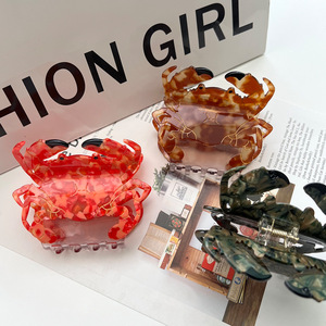 Nouvelles grandes pinces à cheveux en acétate HONEY Sea Beach, accessoires pour cheveux, grandes pinces à cheveux blanches et rouges en forme de crabes, animaux marins, requins - Product Image 3