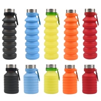 Bouteille d'Eau Pliable Écologique sans BPA de Type Shaker, Bouteille d'Eau en Silicone Rétractable de 550 ml