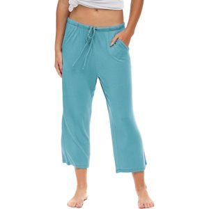 FOXA Pantalon Capri pour femme, taille haute, extensible, en coton et élasthanne, avec poches et cordon de serrage - Product Image 2