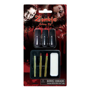 Kit de Maquillaje de Zombi con <span class=keywords><strong>Sangre</strong></span> Falsa que Gotea para <span class=keywords><strong>Halloween</strong></span> con <span class=keywords><strong>Pintura</strong></span> Facial Blanca y Crayón Corporal de 3 Colores - Product Image 1