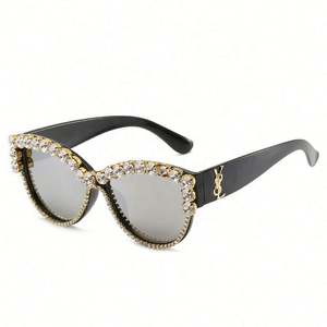 Gafas de Sol de Cristal de Lujo con Logotipo Personalizado, Moda 2020, Gafas de Sol de Diamantes con Diseño de Ojo de Gato para Mujer - Product Image 5