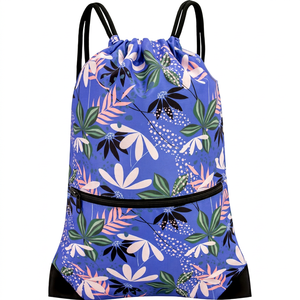Mochila con cordón azul HM-COLORFUL de Hemistyles, bolsa deportiva de nailon para gimnasio, 30-40L, ligera, con bolsillo frontal con cremallera, para viajes y actividades al aire libre - Product Image 1