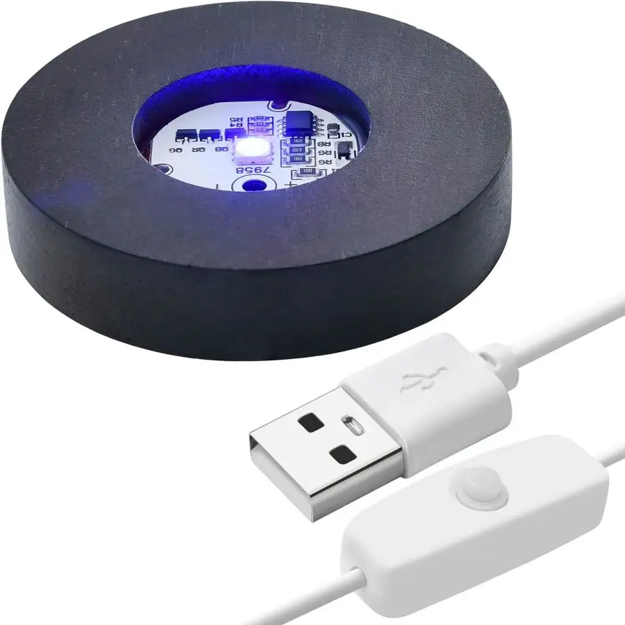 High Quality USB Cable Acrylic Black LED Lamp Base For Bedroom Decoration