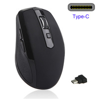 Souris sans fil optique mini Type-C 2,4 G, portée 15 m, clic silencieux ergonomique, 6 boutons, multi-appareils pour ordinateur portable, tablette, téléphone, bureau