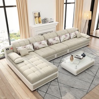 Ensemble de canapés sectionnels en tissu moderne pour les grands petits salons Table basse en U Combinaison de meuble TV Design simple et élégant