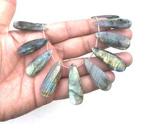 10 Pieces Faceted Pear Shape Natural <b>Labradorite</b> Gemstone Briolette Beads Blue Flash Wholesale Manufacturer Genuine High Quality - Product Image 2