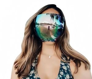 Masker wajah bersepeda profesional perlindungan UV penuh pelindung matahari HD anti-kabut lensa tersedia bingkai sampanye putih merah muda - Product Image 3