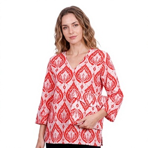 Women's Elegant Floral Printed Cotton Pajama Sets Handmade Striped Solid-Color Sleepwear Soft Comfortable Elastic Waist - Product Image 1