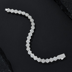 Pulsera de <span class=keywords><strong>tenis</strong></span> de plata de ley con pequeñas flores, estilo europeo-americano, diseño independiente - Product Image 2