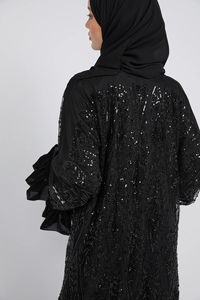 LEDUO Handmade Custom luxury sequin-embroidery muslim open <b>abays</b> Flared sleeves dubai wholesale abaya - Product Image 3