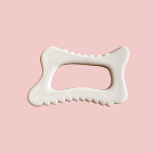 Herramienta de Peine de cuerpo y cara de Jade blanco, piedra Bian roja, líneas de cuello Gua Sha, caja de bolsa Guasha de rosa, herramienta de Masaje linfático de latón - Product Image 2