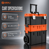 Ensemble de boîtes à outils empilables Airaj, chariot à main, en fer et plastique PP, ensemble de boîtes à outils mobiles combinées, personnalisable, support OEM
