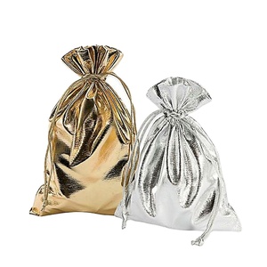 Custom Logo Metallic Gold Silver Drawstring <b>Bag</b> for Jewelry Packaging Wedding Party <b>Gift</b> Pouch <b>Personalized</b> Reusable Small Pouch - Product Image 1