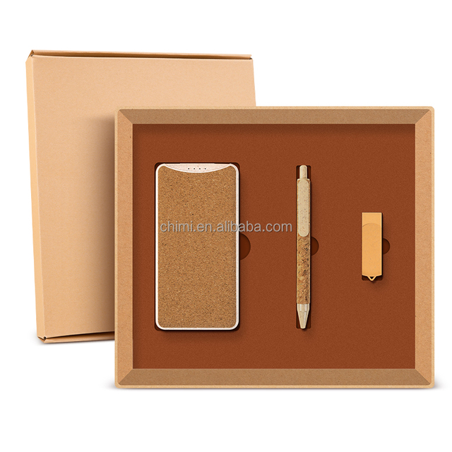 Environmentally Friendly Business Office Gift Box Set Power Bank Wheat Straw Pen USB Premium Eco-Conscious Corporate Gifts