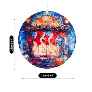 Ornement de Noël Art Déco en vitrail, décoration suspendue pour cheminée ou fenêtre, 16 cm - Product Image 6