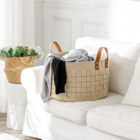 Panier de rangement en feutre beige écologique, design le plus récent, panier tissé à la main pour les couvertures, panier de rangement pour le salon
