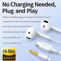 UGREEN EP101 Earphone Semi In-Ear Berkabel dengan Driver Dinamis 13.6mm, Kabel TPE 1.2m, dan Mikrofon MEMS