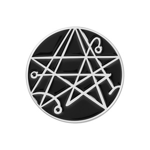 Broche personnalisée en émail noir, épinglette en métal argenté, sigil géométrique <span class=keywords><strong>occulte</strong></span>, badge mystique de <span class=keywords><strong>collection</strong></span>, cadeau - Product Image 1