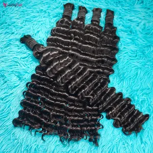 生原始角质层对齐头发供应商，用于编织的人发，无纬纱深波散装人发编织头发延伸