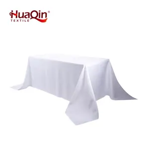 Wholesale Eco Friendly Wedding Banquet Party Polyester White Table Cloths Tablecloth