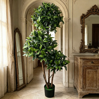 Décoration de chambre de 150 cm, arbre artificiel en laurier à 3 têtes, plante verte artificielle en pot, pour la maison, le balcon, le jardin, l'hôtel, arrangements floraux