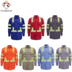 Camisas de Alta Visibilidad Resistentes al Fuego de 7.5 oz con Cinta Reflectante para Soldadores y Montadores al por Mayor - Product Image 1