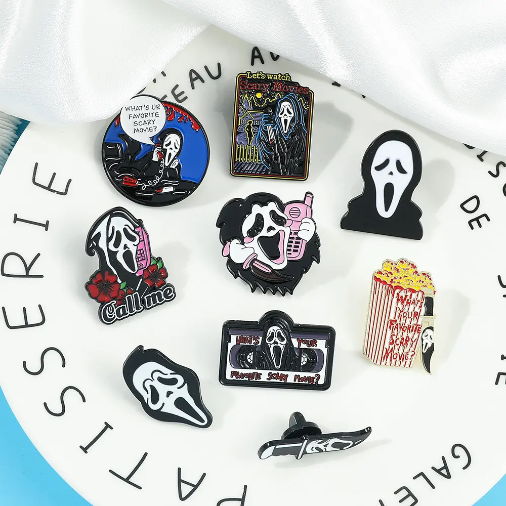 Europe and the United States hot selling horror series metal badge black head brooch soft enamel pin wholesale