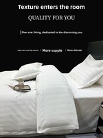 Draps de lit en coton pur blanc tissé épais pour hôtels et maisons d'hôtes, tissu satiné blanchi avec rayures satinées