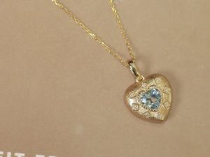 สร้อยคอจี้รูปหัวใจทองคำแท้ 18K สไตล์วินเทจสำหรับผู้หญิง Xnfly ประดับด้วยพลอยแซฟไฟร์และเพชรธรรมชาติ - Product Image 3