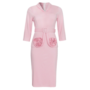 Robe <span class=keywords><strong>de</strong></span> travail pour femmes d'été, vêtements à volants, manches printemps et automne, robes moulante sexy, grande taille, robe <span class=keywords><strong>de</strong></span> bureau - Product Image 4