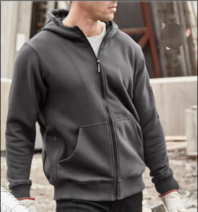 Sweat à capuche décontracté pour <span class=keywords><strong>homme</strong></span> en molleton 320 GSM, 55% coton 45% polyester, col montant, fermeture éclair, poches kangourou et points de renfort, idéal pour l'automne - Product Image 4