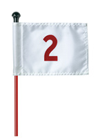 Mini drapeaux à épingles de golf de 9x6 pouces pour trou de pratique en nylon avec tube inséré et drapeau de jardin numéroté (ensemble)