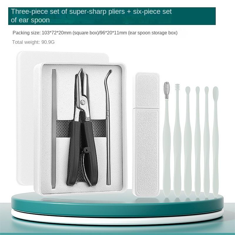 Bevel set ear scoop 6-piece set - black