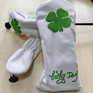 Fundas Personalizadas para Palos <span class=keywords><strong>de</strong></span> <span class=keywords><strong>Golf</strong></span>, <span class=keywords><strong>de</strong></span> Cuero PU Blanco con Bordado <span class=keywords><strong>de</strong></span> Trébol, Cierre Elástico, Proveedor OEM, Accesorios <span class=keywords><strong>de</strong></span> <span class=keywords><strong>Golf</strong></span> - Product Image 2