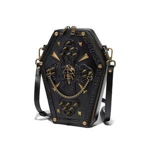 Personnalisé Nouveau Halloween Crâne Conception Femmes Noir PU En Cuir Sac À Bandoulière Punk Gothique Sac Portable Mode Foncé Style Sac À Bandoulière - Product Image 3