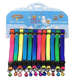 <span class=keywords><strong>Collar</strong></span> colorido de nailon con campana para gato y perro, <span class=keywords><strong>Collar</strong></span> pequeño para cachorro, arcoíris, otros collares para mascotas, venta al por mayor - Product Image 1