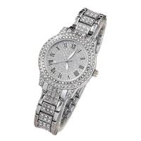 LP09 Montre à quartz tendance pour femme, collier, bracelet, bague, chaîne en acier inoxydable, cadran en verre, ensemble de boucles d'oreilles en alliage