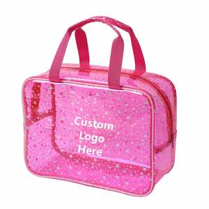 กระเป๋าใส่เครื่องสำอางลายดาวสีสันสดใสแฟชั่นล่าสุด กระเป๋าเครื่องสำอางแบบซิป PVC กันน้ำลายโฮโลแกรม พร้อมโลโก้สั่งทำ - Product Image 1