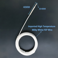 Sonde de température RTD en platine PT100, classe A, fil FEP blanc laiteux importé, pointe en acier inoxydable 4x40mm, 5M, -50 à 200°C