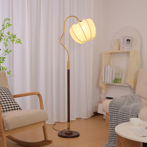Lámpara de Pie Estilo Japonés con Fuente de Luz LED, Base de Madera, Iluminación Ambiental para Sala de Estar, Dormitorio - Product Image 1