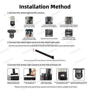 Hongnaer 12MP <span class=keywords><strong>3</strong></span>-Linsen Solarbetriebene Überwachungs-CCTV-Kamera V380 Pro Outdoor-Sicherheit 4G SIM-Karte Solar-Straßenlaterne mit Kamera - Product Image 3
