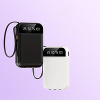 Batterie externe portable 10000 mAh avec logo personnalisé, 4 câbles de charge intégrés, double USB Type-C et lumière LED