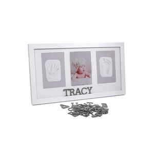 2024年の売れ筋ベビーハンドプリントとフットプリントフレームキット木製フォトフレームと文字名 - Product Image 1