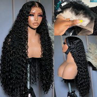 Perruque frontale transparente en dentelle 13x4 13x6 de 30 pouces, cheveux humains brésiliens Remy, perruque bouclée à ondulations profondes, perruques frontales en dentelle pour femmes noires