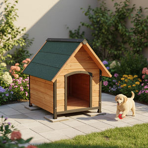 Casa de Madera para Perros Grandes con Techo Abatible y Revestimiento Impermeable, Refugio Duradero para Mascotas con Patas Ajustables - Product Image 5
