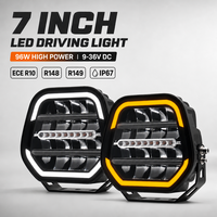Phares LED ronds de 7 pouces en gros avec DRL ambre, faisceau combiné spot et flood, pour barre de protection tout-terrain, 4x4, 4WD, camion, Ute